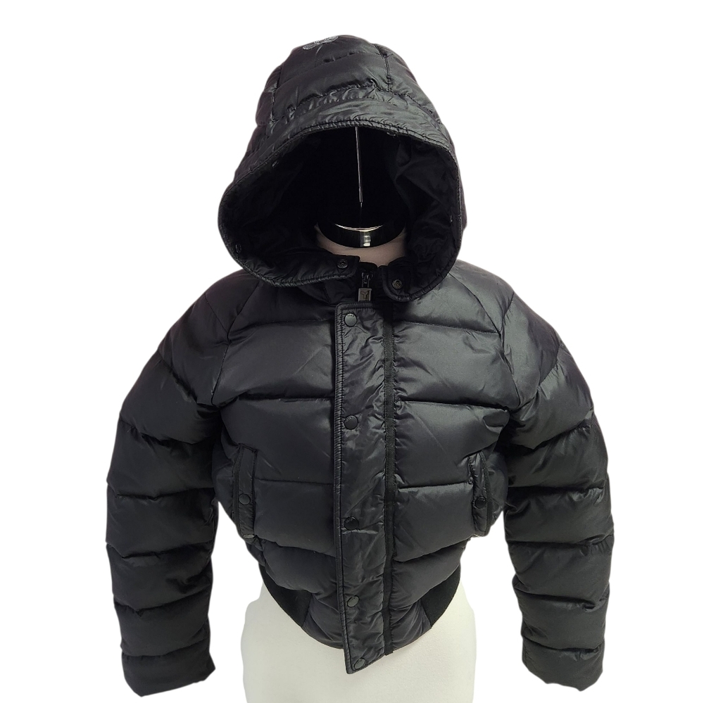 TNA  Black and Gray Hooded Puffer Jacket